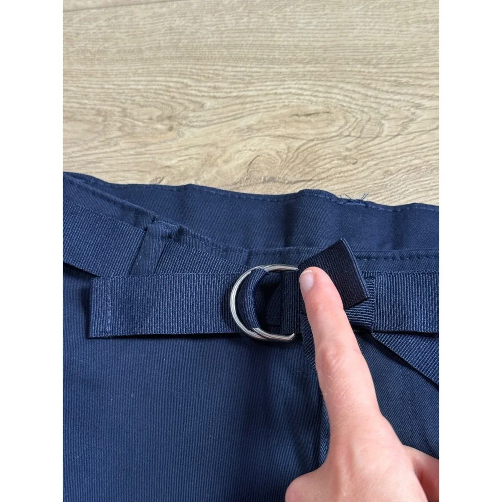 NWT Kid Girls Gymboree nanotex uniform navy blue bow belted chino shorts size 12